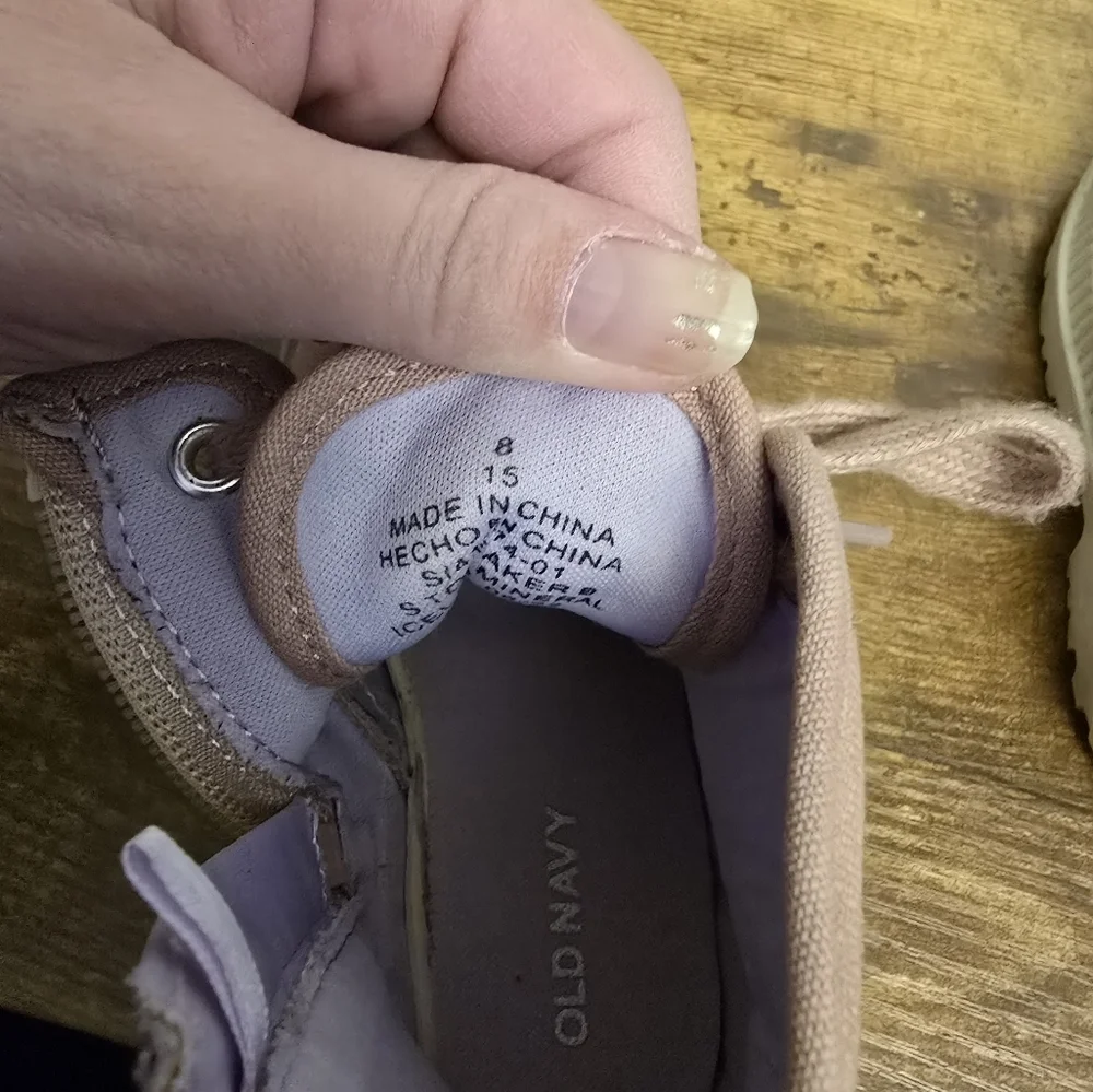 Old Navy Girls Pink Canvas High-Top Shoes Size Zipper Toddlers Size 8